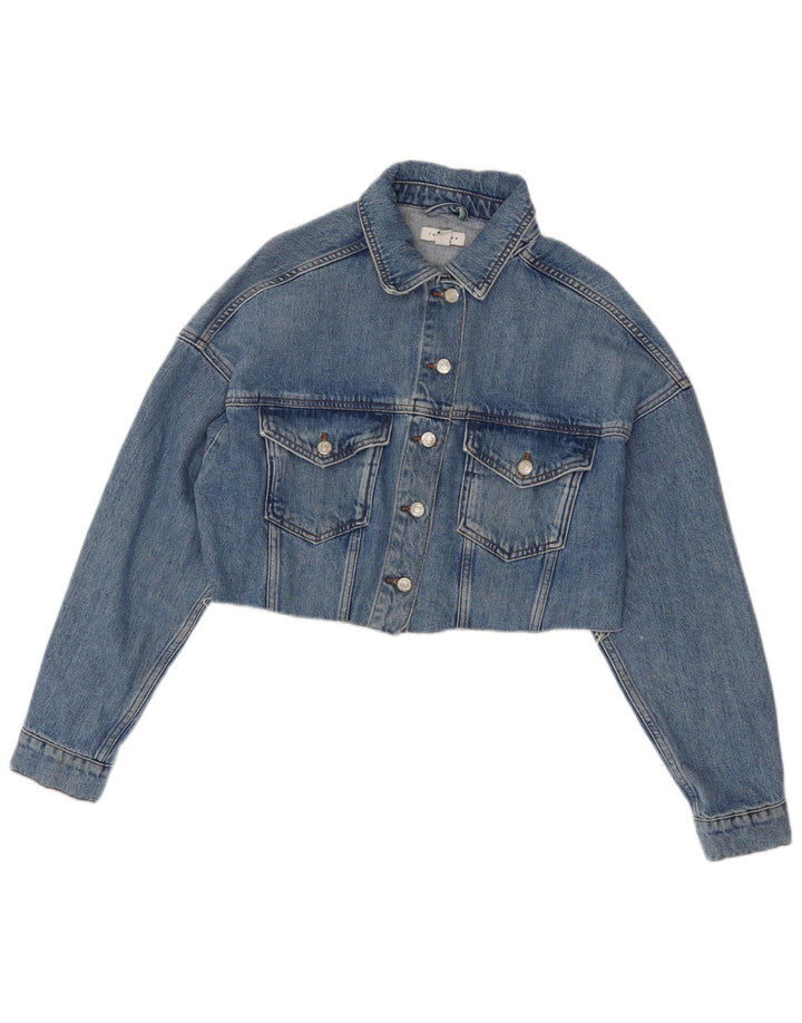 Damska kurtka dżinsowa Topshop Crop Oversize UK 10, mała, niebieska, bawełniana