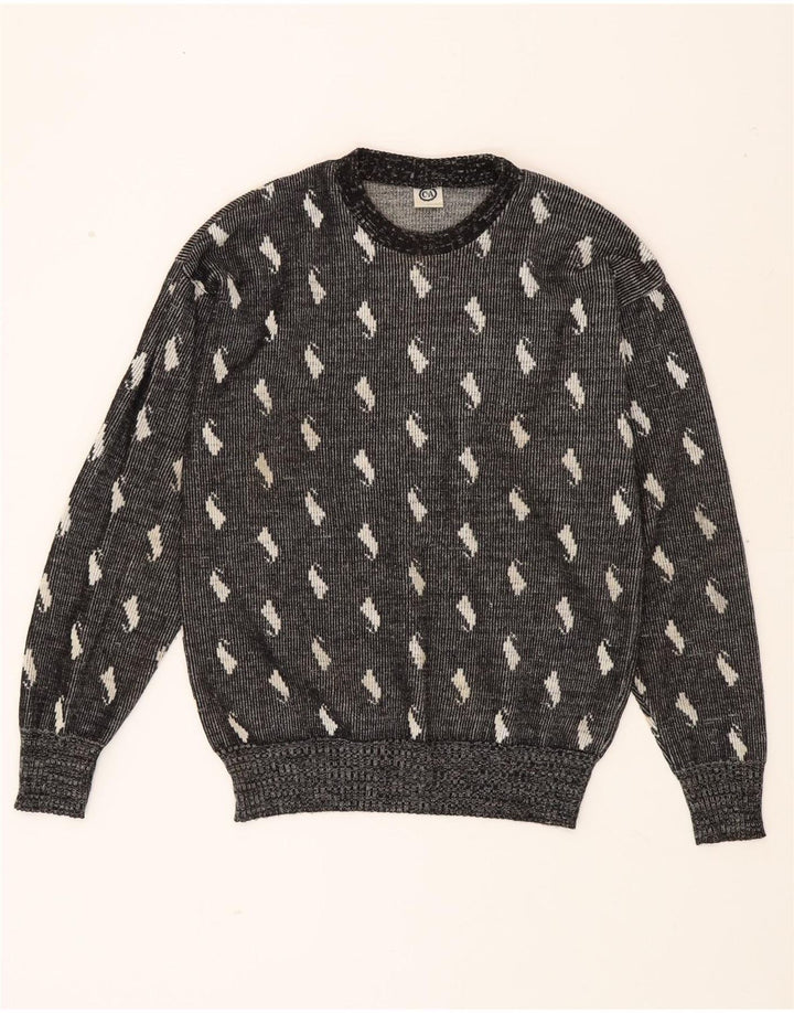 C&A Mens Abstract Pattern Crew Neck Jumper Sweater IT 52/54 Large Grey Vintage C&A and Second-Hand C&A from Messina Hembry 