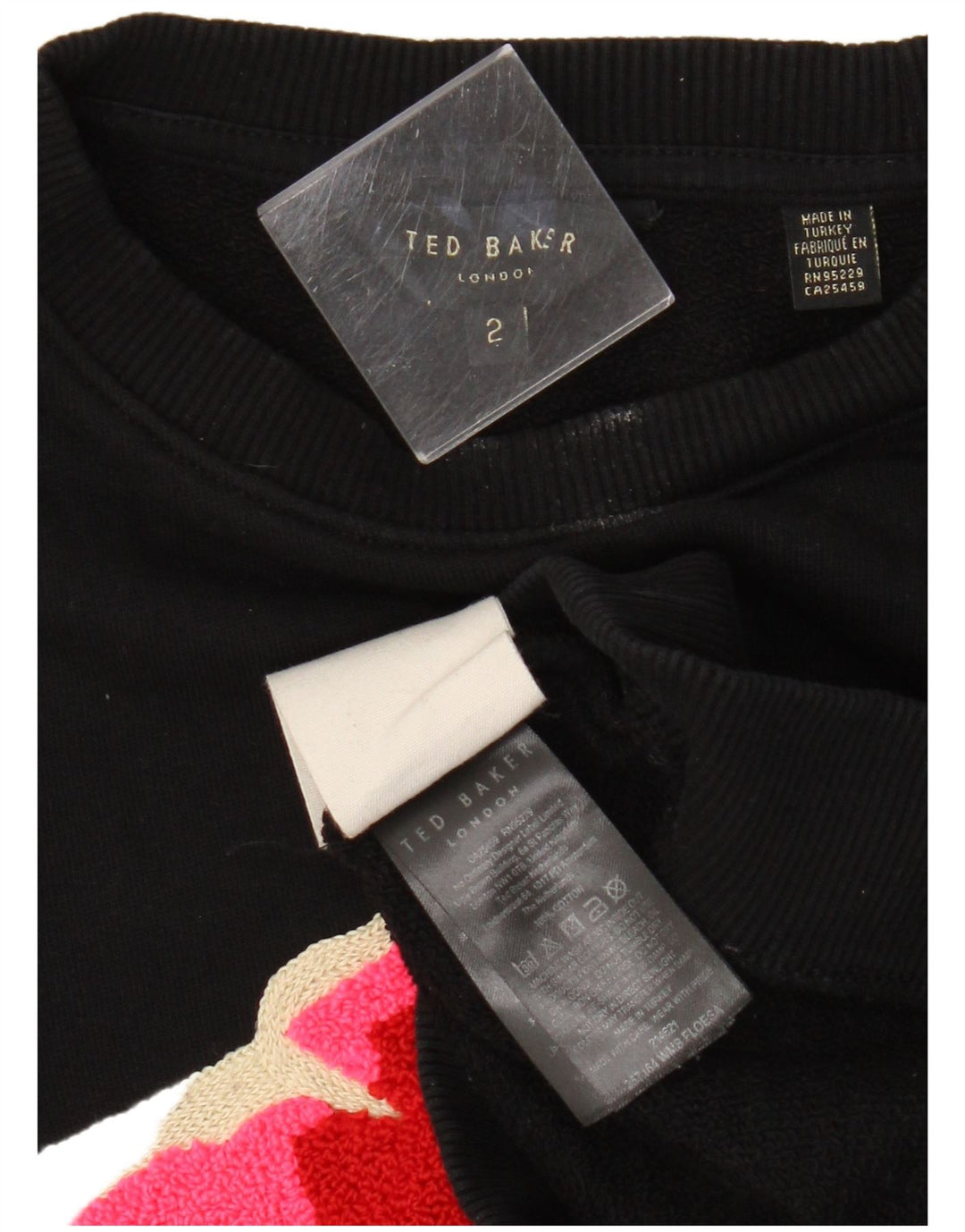 Damski sweter Ted Baker Graphic z okrągłym dekoltem, rozmiar 2, mały czarny