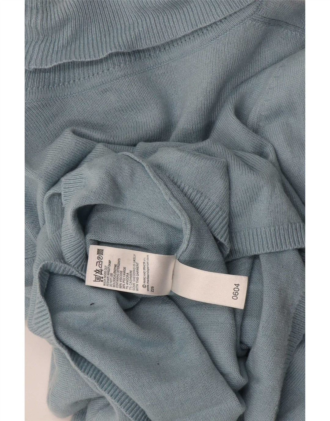 Marks & Spencer Damski sweter z golfem UK 14, średni niebieski, wiskoza