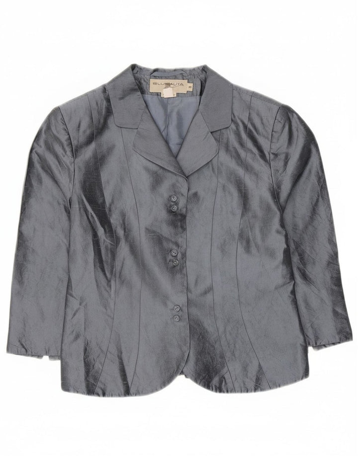 Blunauta Damska marynarka zapinana na 6 guzików IT 42 Średni szary jedwab