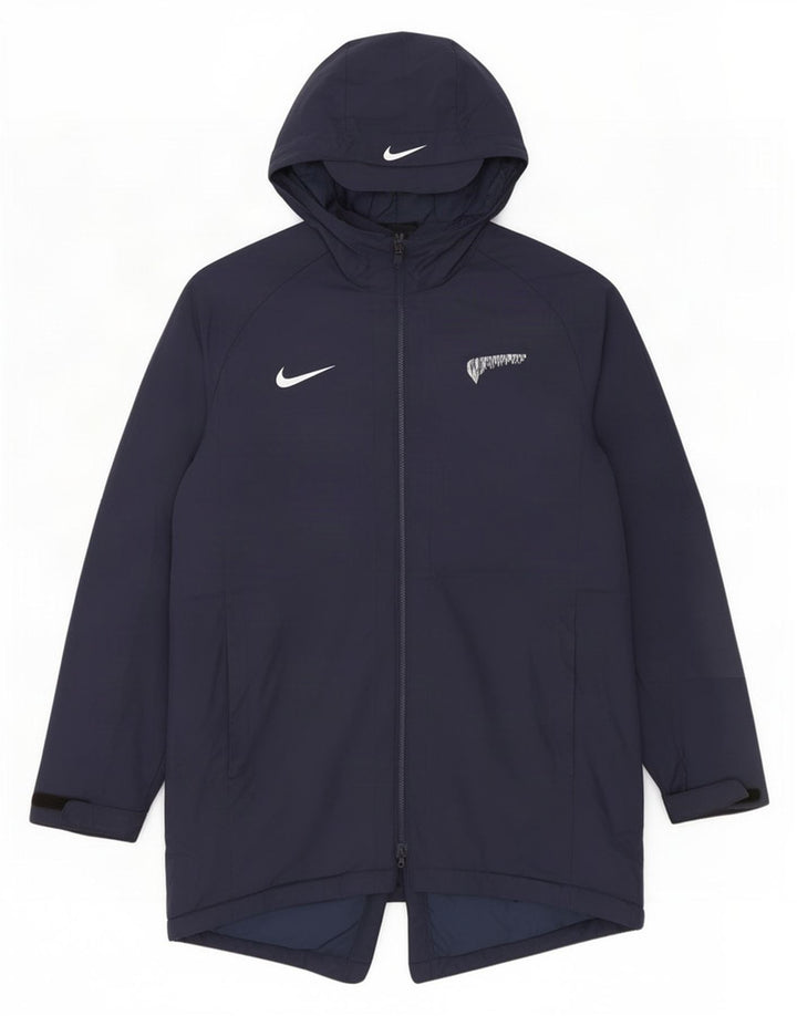 Męski ocieplany płaszcz z kapturem i kapturem Nike UK 40, duży, granatowy, poliester