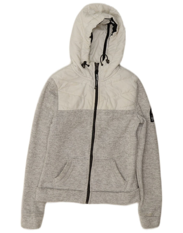 Damska kurtka dresowa z kapturem i kapturem Superdry UK 6 XS, szary, blok kolorów