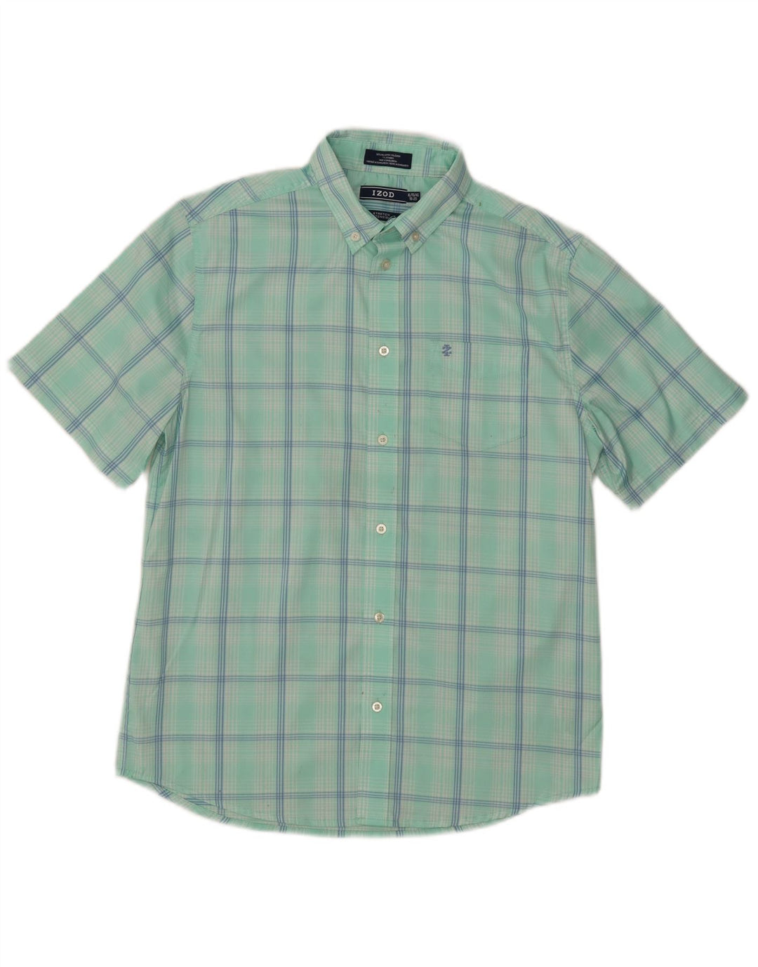 Izod Chłopięca koszulka z krótkim rękawem 15-16 lat XL, poliester w turkusową kratkę