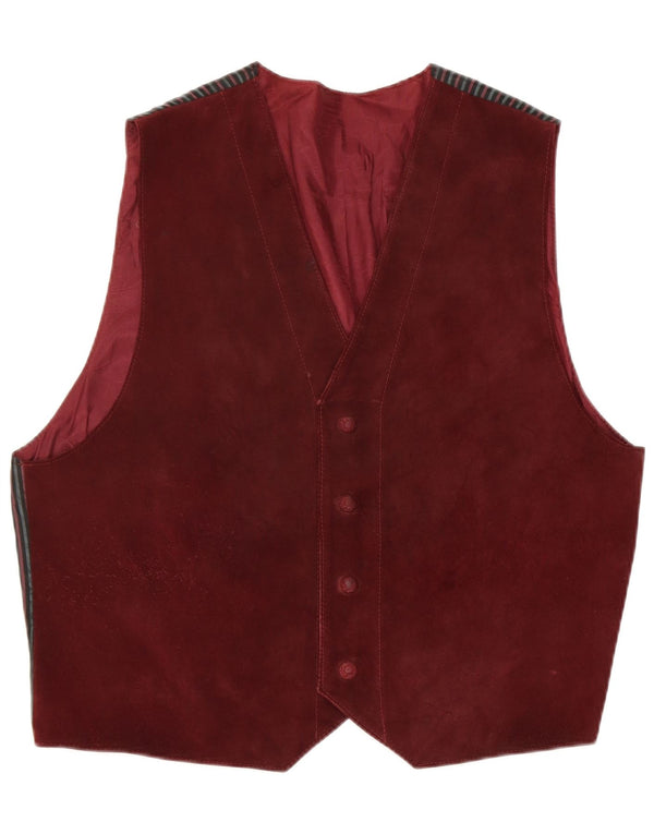 Zamszowa kamizelka męska XL w stylu vintage, bordowa