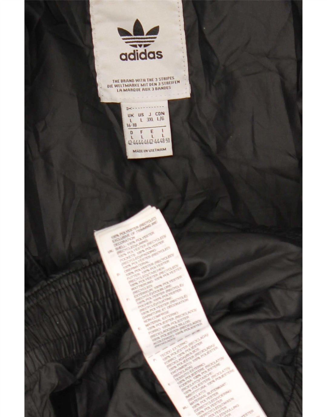 Damski płaszcz z kapturem i wyściółką Adidas UK 16/18, duży, czarny poliester