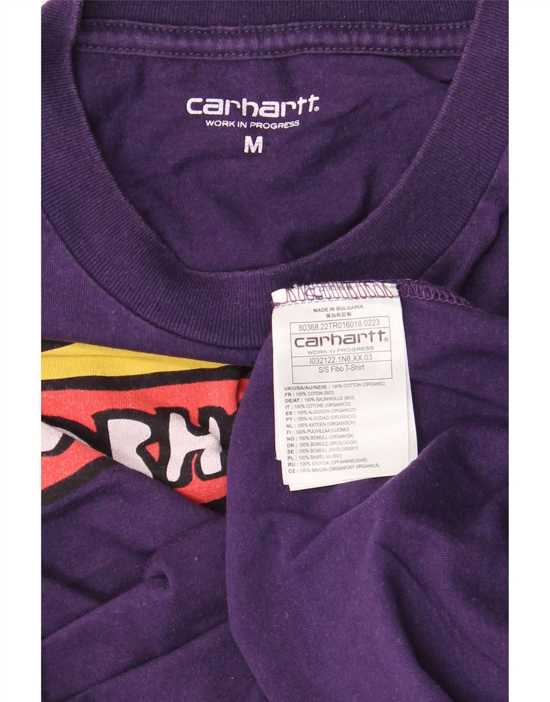 Męska koszulka z grafiką Carhartt, średnia fioletowa bawełna