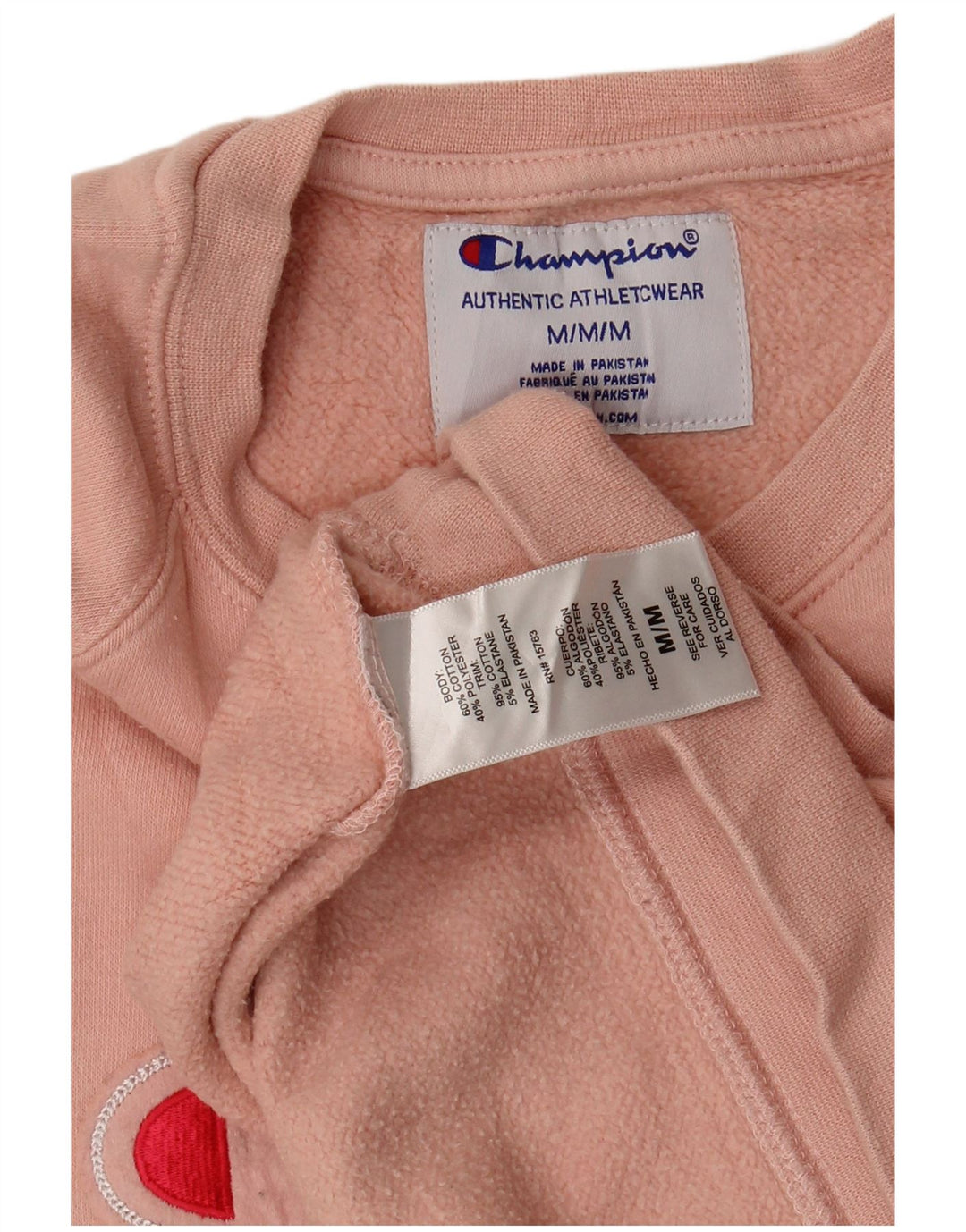 CHAMPION Womens Graphic Sweatshirt Jumper UK 14 Medium Pink Cotton