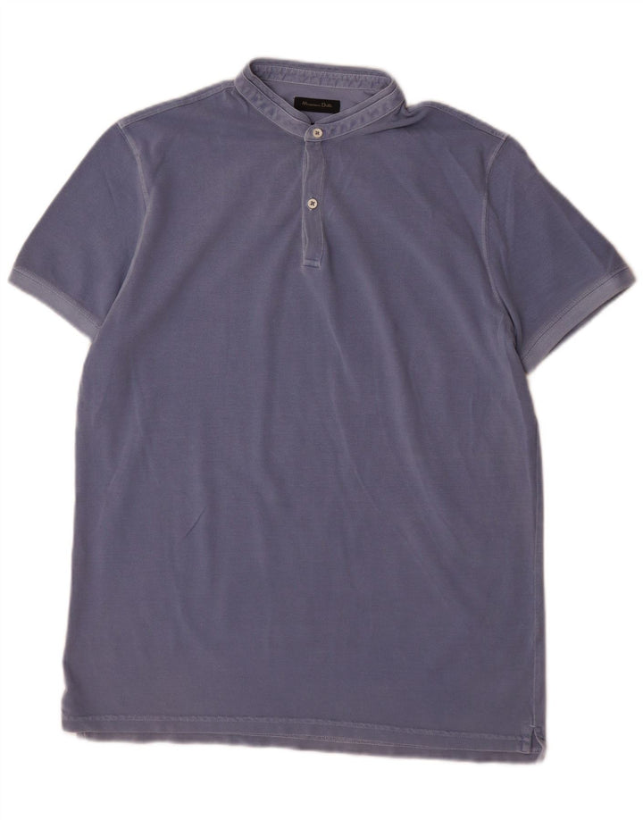Męska koszulka polo Massimo Dutti o swobodnym kroju, duża niebieska