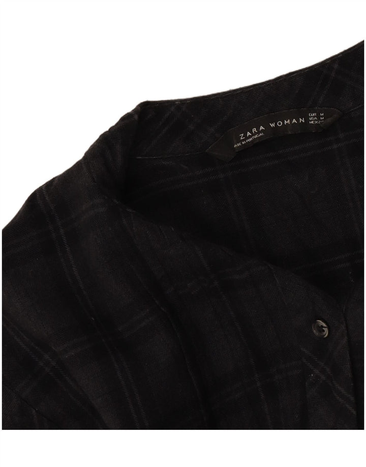 Damska sukienka typu shift Zara z długim rękawem UK 14, średnia szara krata