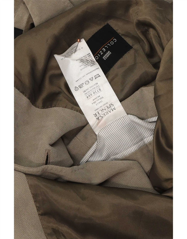 Marks & Spencer Męska marynarka zapinana na 2 guziki, UK 40, średni beżowy poliester