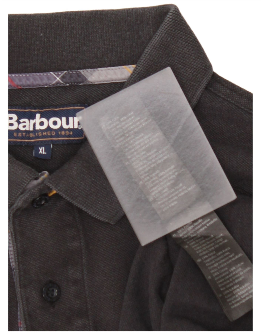 Męska koszulka polo z długim rękawem BARBOUR XL, czarna, bawełniana