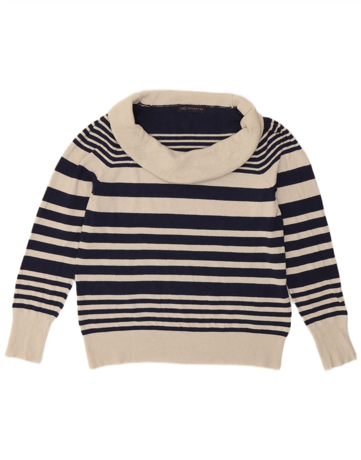 Marks & Spencer Damski sweter z golfem UK 14, duży, granatowy