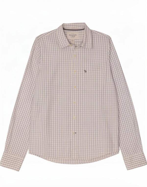 Męska koszula o mięśniach Abercrombie & Fitch 2XL, bawełniana, w białą kratkę