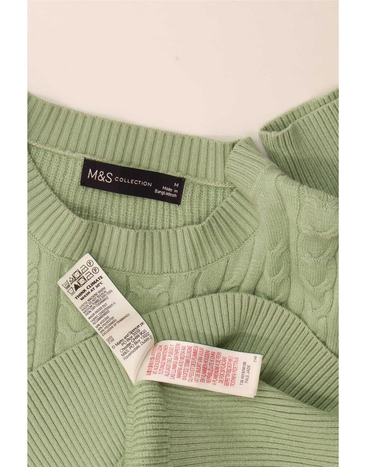 Damski sweter Marks & Spencer z okrągłym dekoltem, UK 14, średni zielony wiskoza