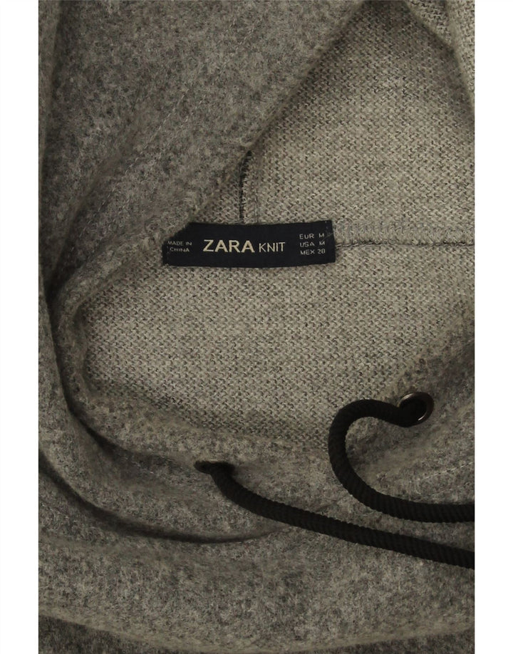 Damski sweter oversize z kapturem Zara UK 14 Średni szary akryl