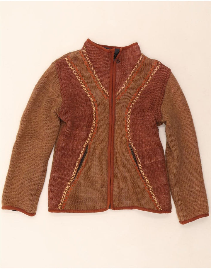 Sweter damski w stylu vintage, UK 12, średni brąz, blok kolorów