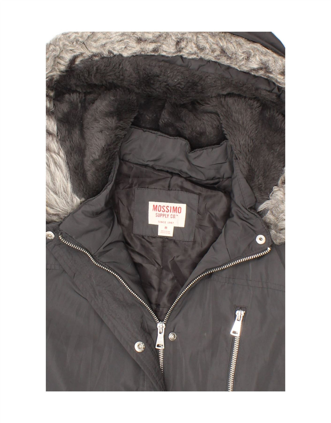 MOSSIMO Womens Hooded Parka Jacket UK 14 Medium Grey Polyester Vintage Mossimo and Second-Hand Mossimo from Messina Hembry 