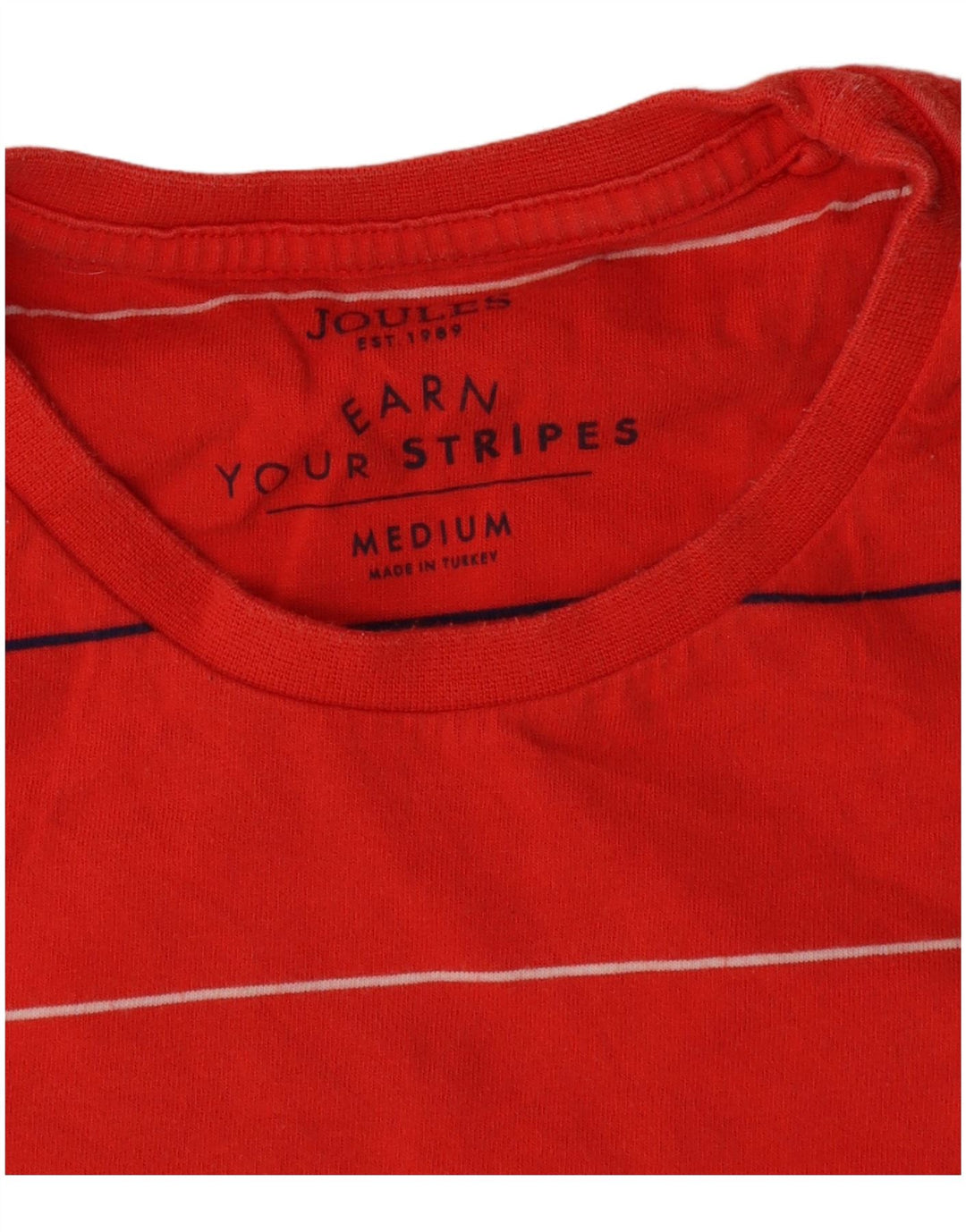 T-shirt męski Joules, bawełniany, w średnie czerwone paski