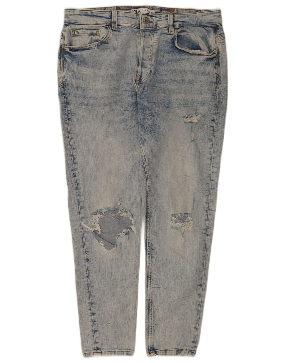 Męskie jeansy Zara w trudnej sytuacji, EU 44, duże, W34, L28, niebieskie