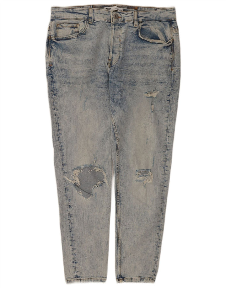 Męskie jeansy Zara w trudnej sytuacji, EU 44, duże, W34, L28, niebieskie