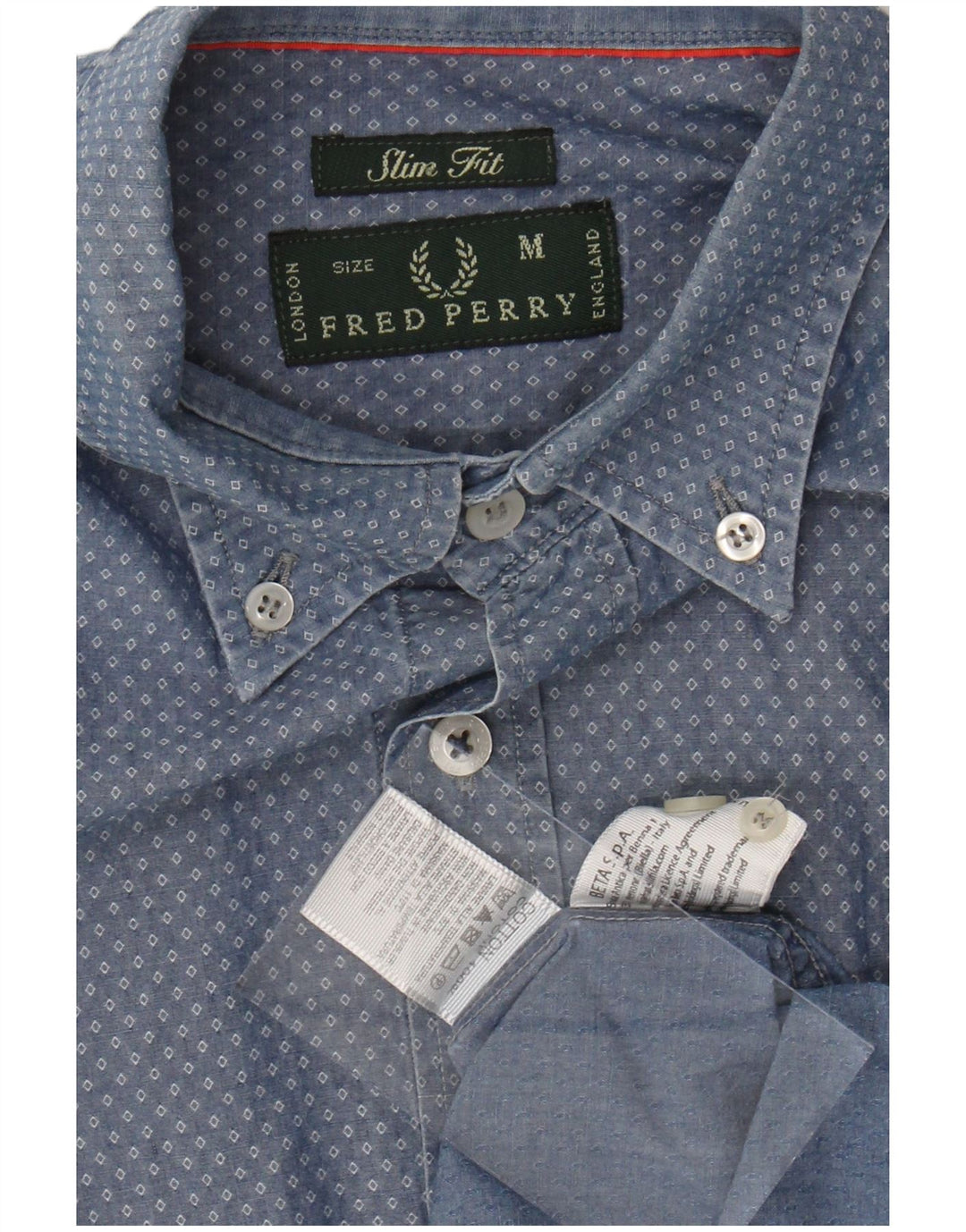 FRED PERRY Męska koszula o dopasowanym kroju, średnioniebieska, argyle/diamentowa bawełna