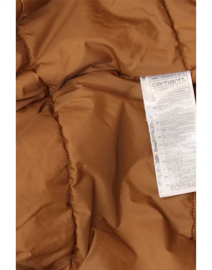 Carhartt Męska kurtka parka z kapturem UK 38 Średni beżowy poliester z blokami kolorów