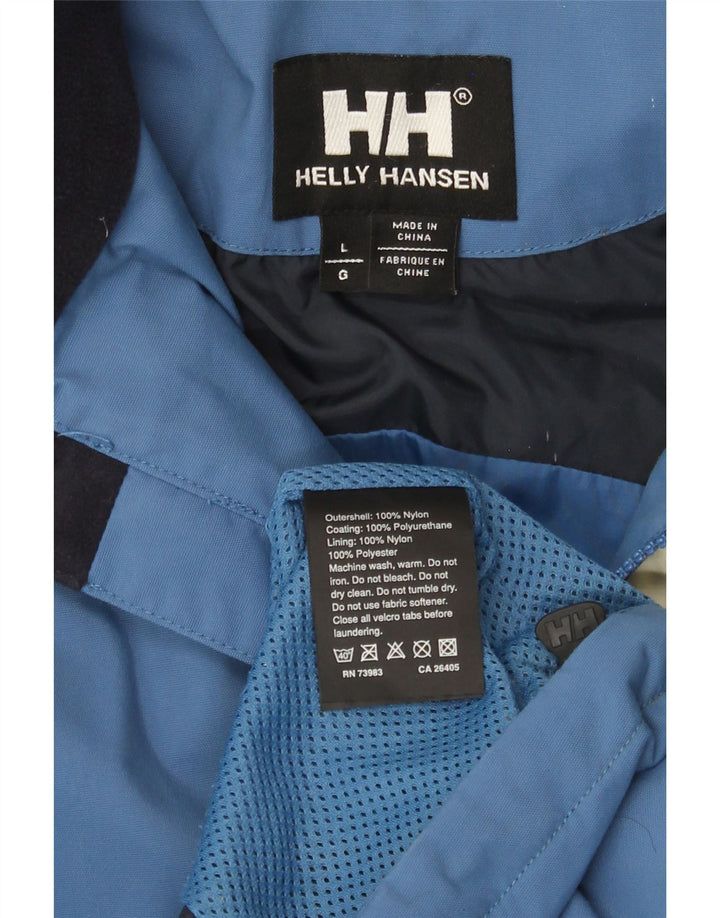 Męska kurtka wiatrówka Helly Hansen z kapturem UK 40, duży niebieski blok kolorów