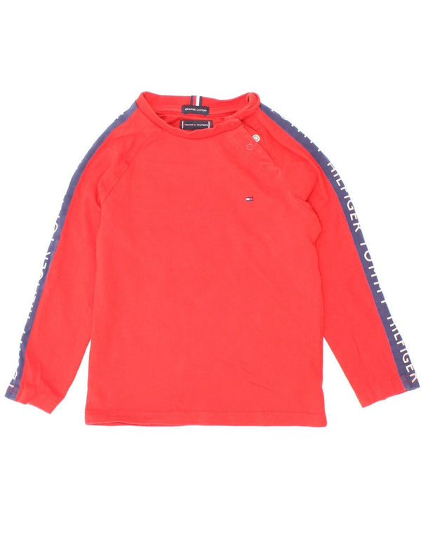 Top chłopięcy Tommy Hilfiger z długim rękawem z grafiką na 18-24 miesiące, czerwony