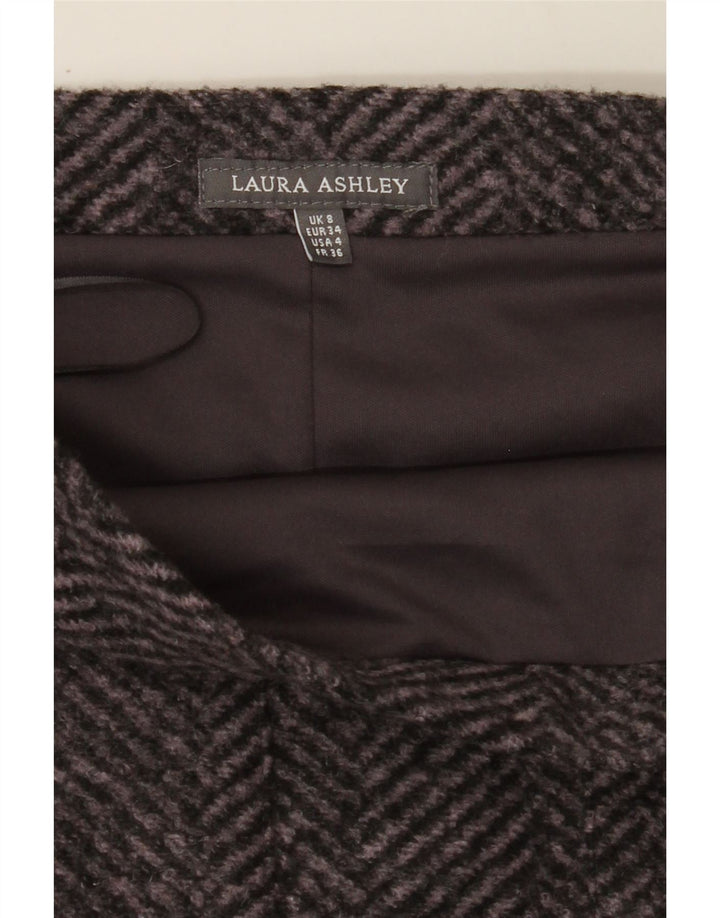 LAURA ASHLEY Womens A-Line Skirt UK 8 Small W30 Grey Herringbone Vintage Laura Ashley and Second-Hand Laura Ashley from Messina Hembry 