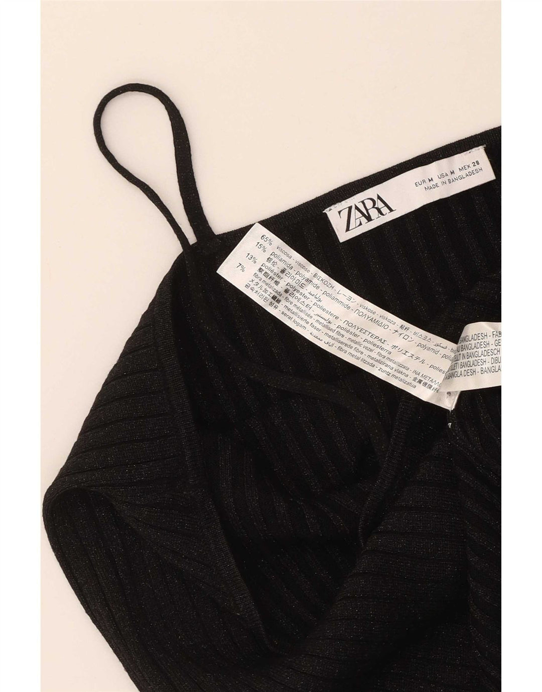 Damski top na ramiączkach Zara UK 12, średnia czarna wiskoza z plamkami