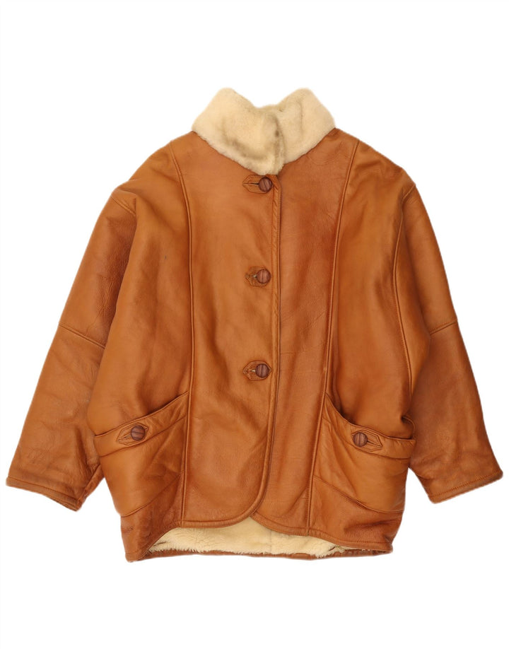 Vintage damska oversize'owa kurtka shearling IT 44 średni brąz