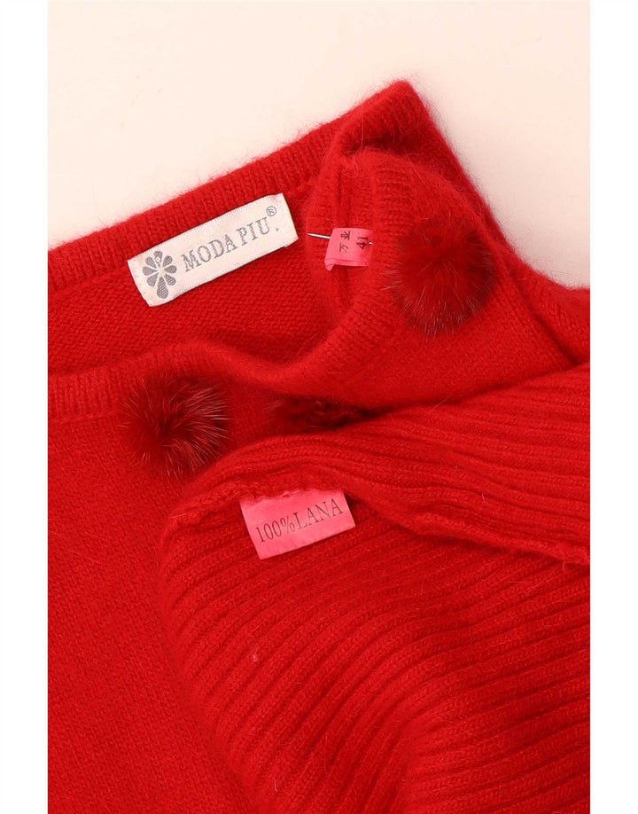 Damski sweter z dekoltem w łódkę Moda Piu IT 41 Średnia czerwona wełna