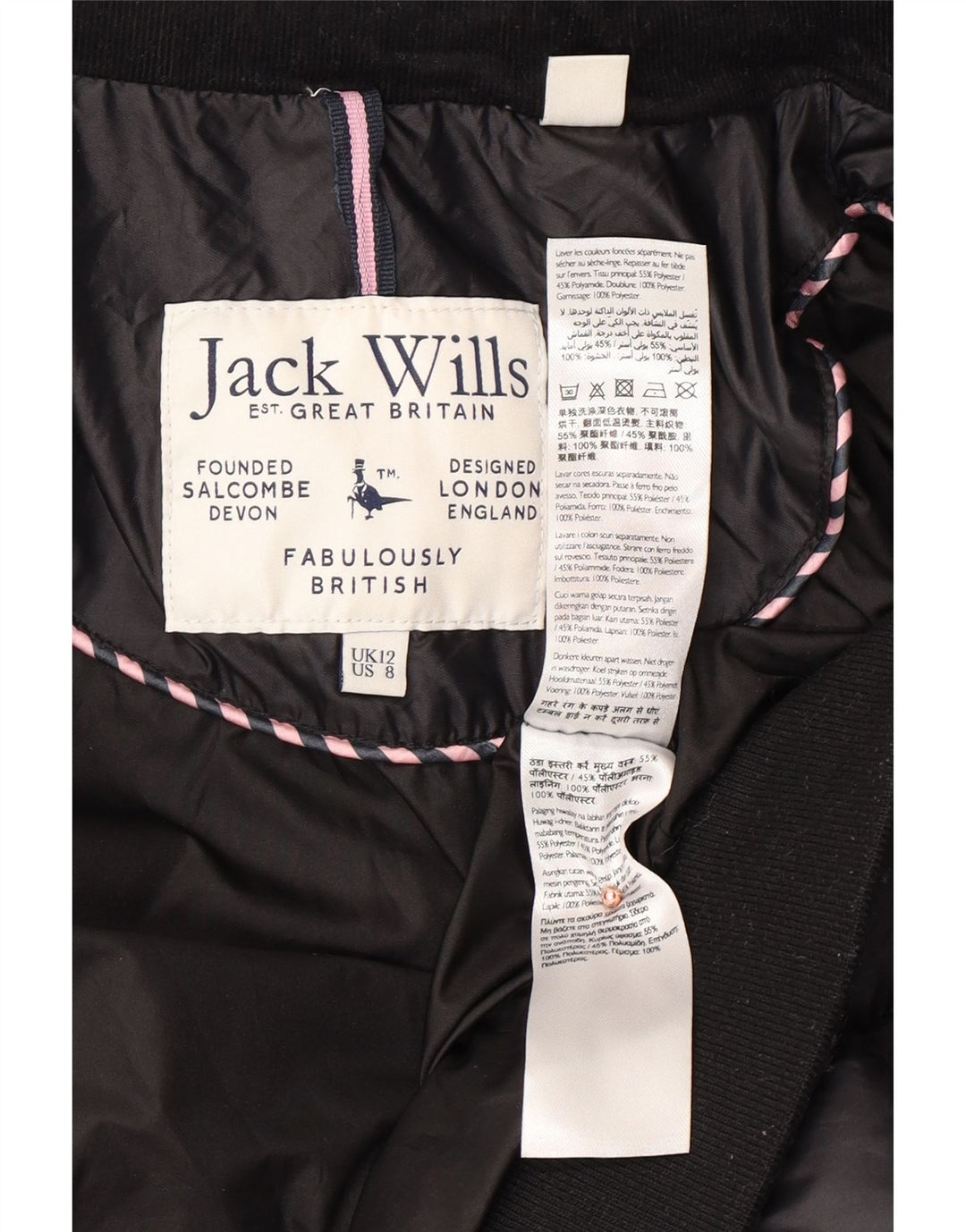 Damska kurtka ocieplana JACK WILLS UK 12, średni czarny poliester