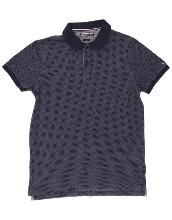 Męska koszulka polo Slim Fit Tommy Hilfiger, duża, granatowa, geometryczna bawełna