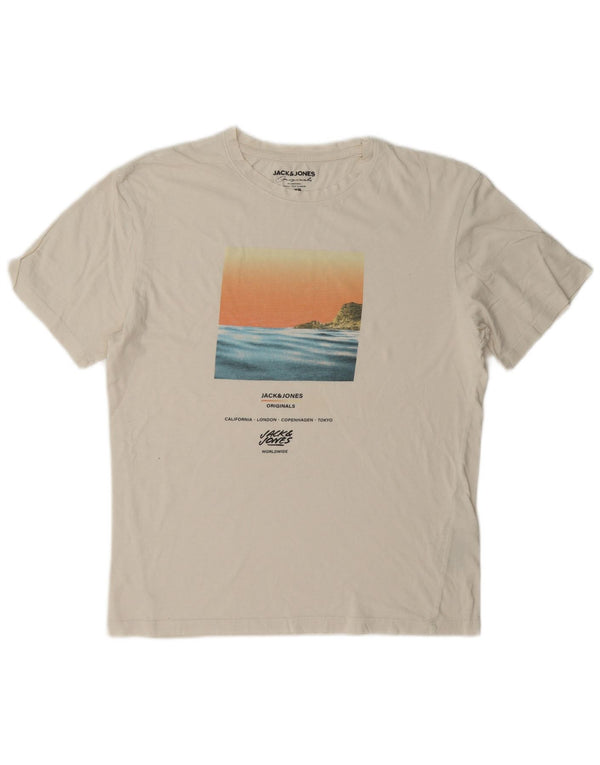Męski T-shirt z grafiką Jack & Jones Top XS, biała bawełna