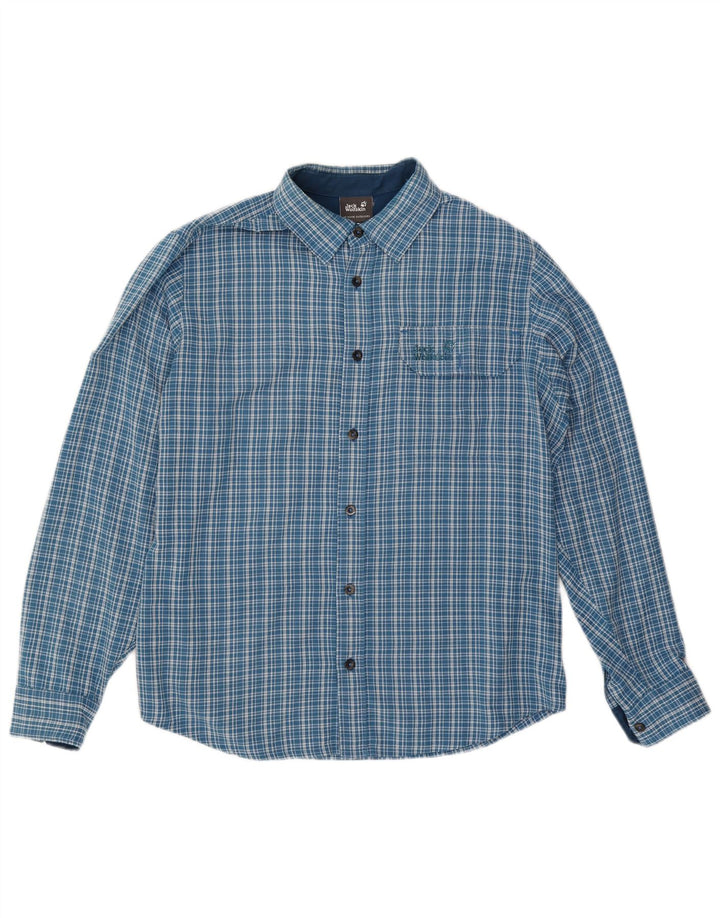 Męska koszula flanelowa Jack Wolfskin UK 36/38 w średnią niebieską kratkę