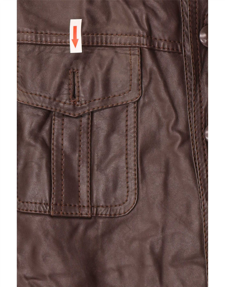 Vintage męska kurtka skórzana UK 36 Small Brown