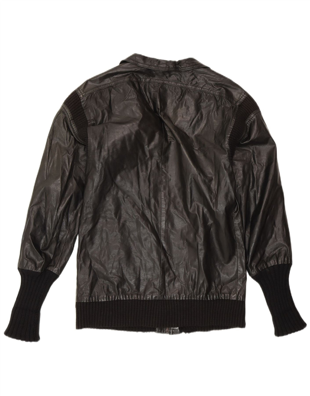 Damska kurtka skórzana VINTAGE UK 14, średnia czarna skóra