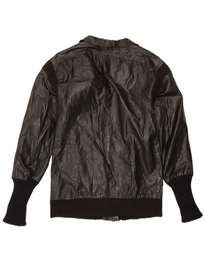 Damska kurtka skórzana VINTAGE UK 14, średnia czarna skóra