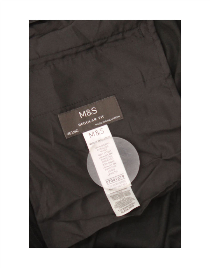 Męskie spodnie garniturowe Marks & Spencer o regularnym kroju W46 L33, czarny poliester