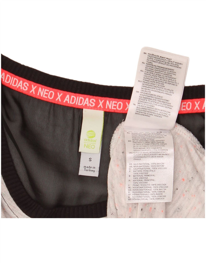 Damska sukienka t-shirtowa bez rękawów ADIDAS UK 10, mała, szara, wiskoza z blokami kolorów