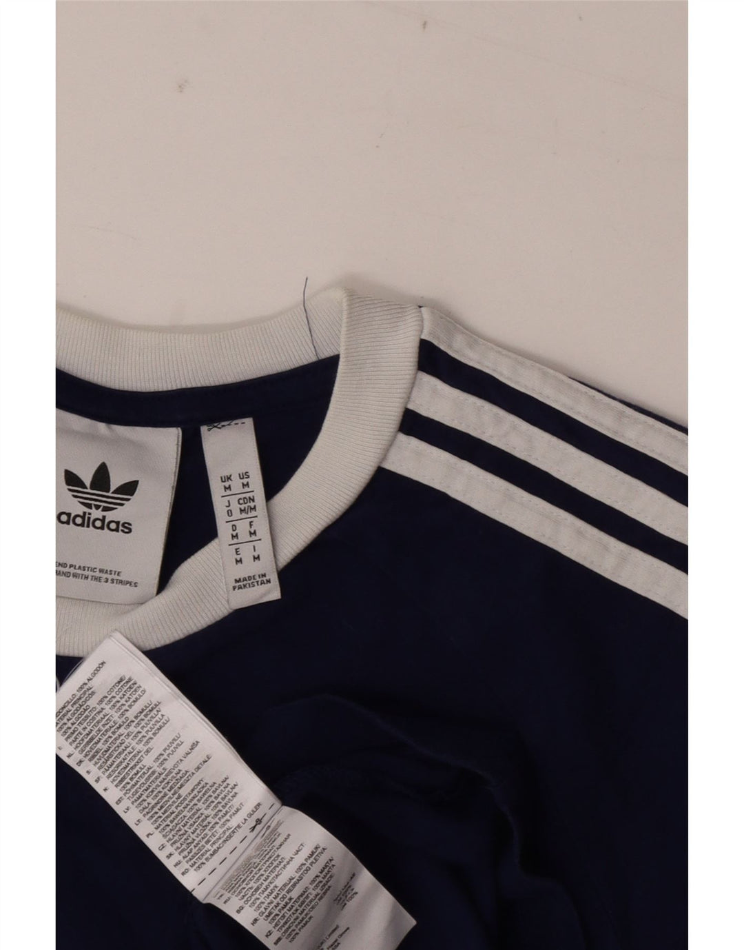 Adidas Męska koszulka Top Medium Granatowa, bawełniana z blokami kolorów