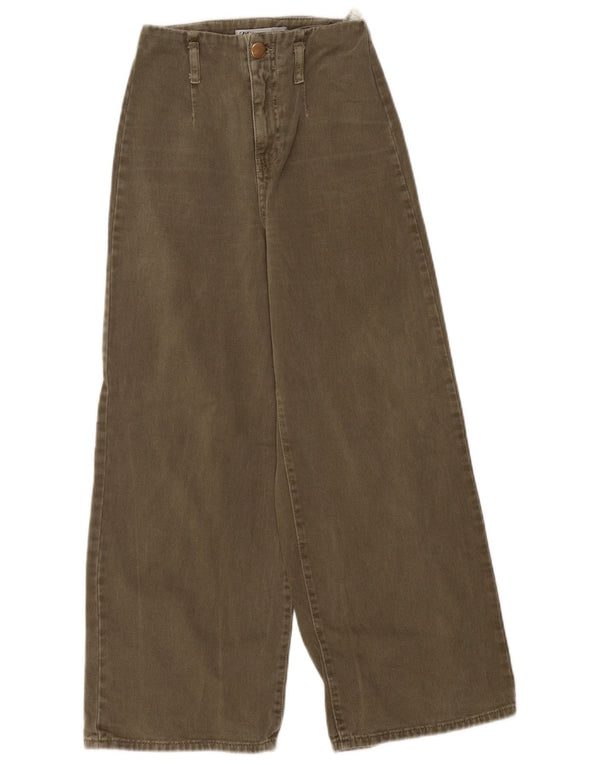 Damskie jeansy z szeroką nogawką Zara EU 32 2XS W22 L25, bawełna khaki