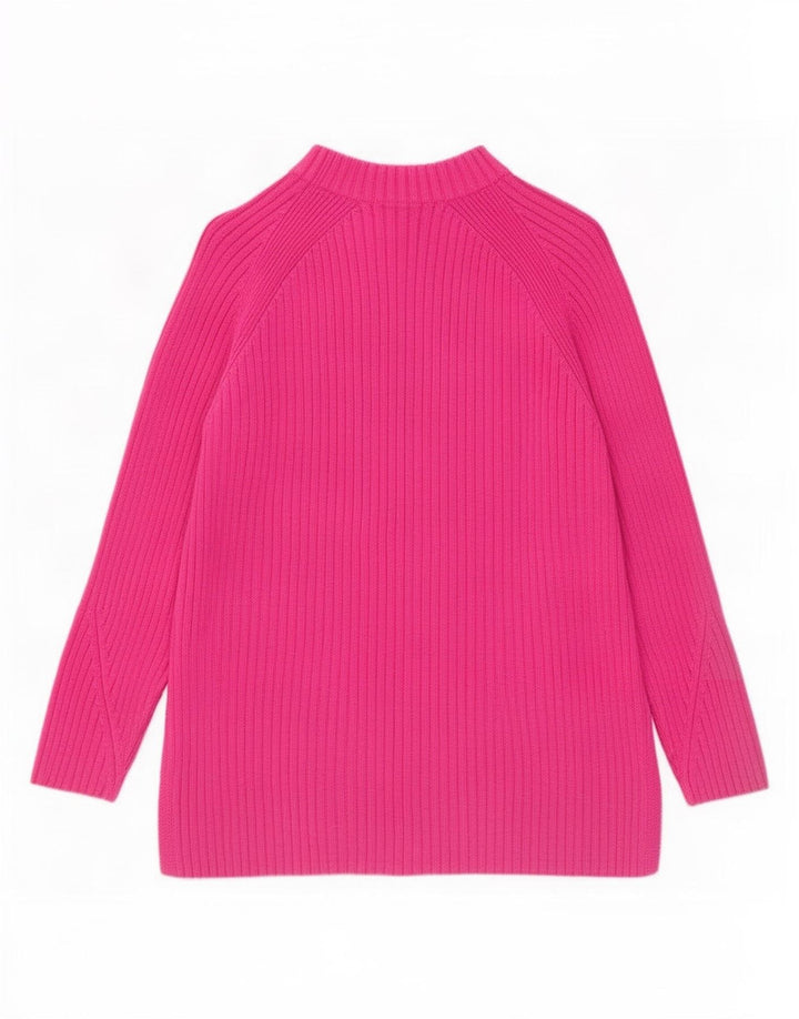 Marks & Spencer Damski sweter z golfem, UK 14, średni różowy, bawełniany