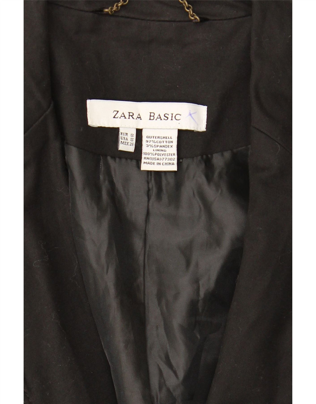 Zara damska marynarka zapinana na 1 guzik UK 10, mała, czarna, bawełniana