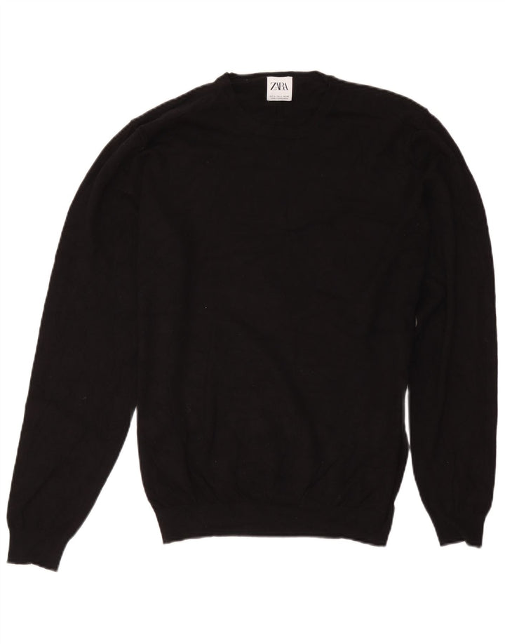 Sweter damski Zara z okrągłym dekoltem UK 14, duży, czarny