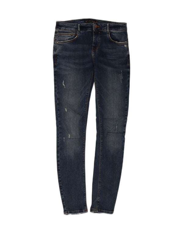 Zara Damskie Trafaluc Distressed Skinny Jeans EU 38 Small W28 L30 Niebieski