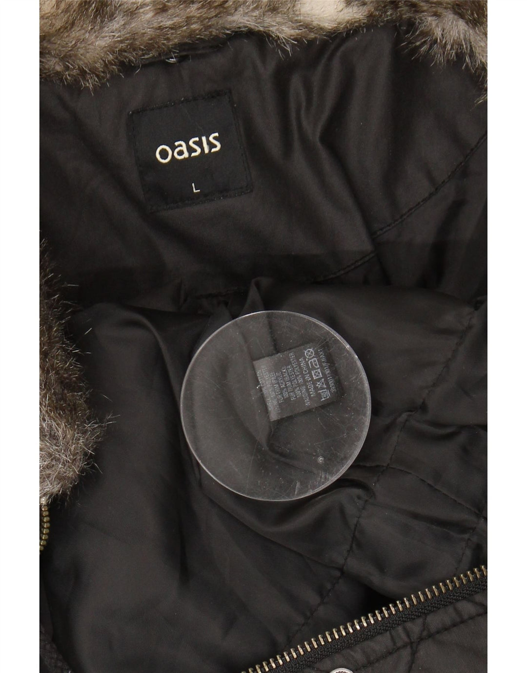 OASIS Womens Quilted Jacket UK 14 Large Black Cotton Vintage Oasis and Second-Hand Oasis from Messina Hembry 