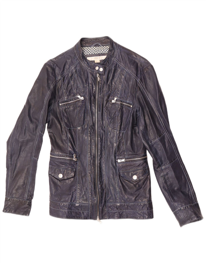 Damska kurtka skórzana Marlboro Classics IT 44 Średnioniebieska skóra jagnięca